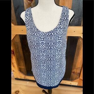 KENAR sleeveless tank style top with sheer overlay